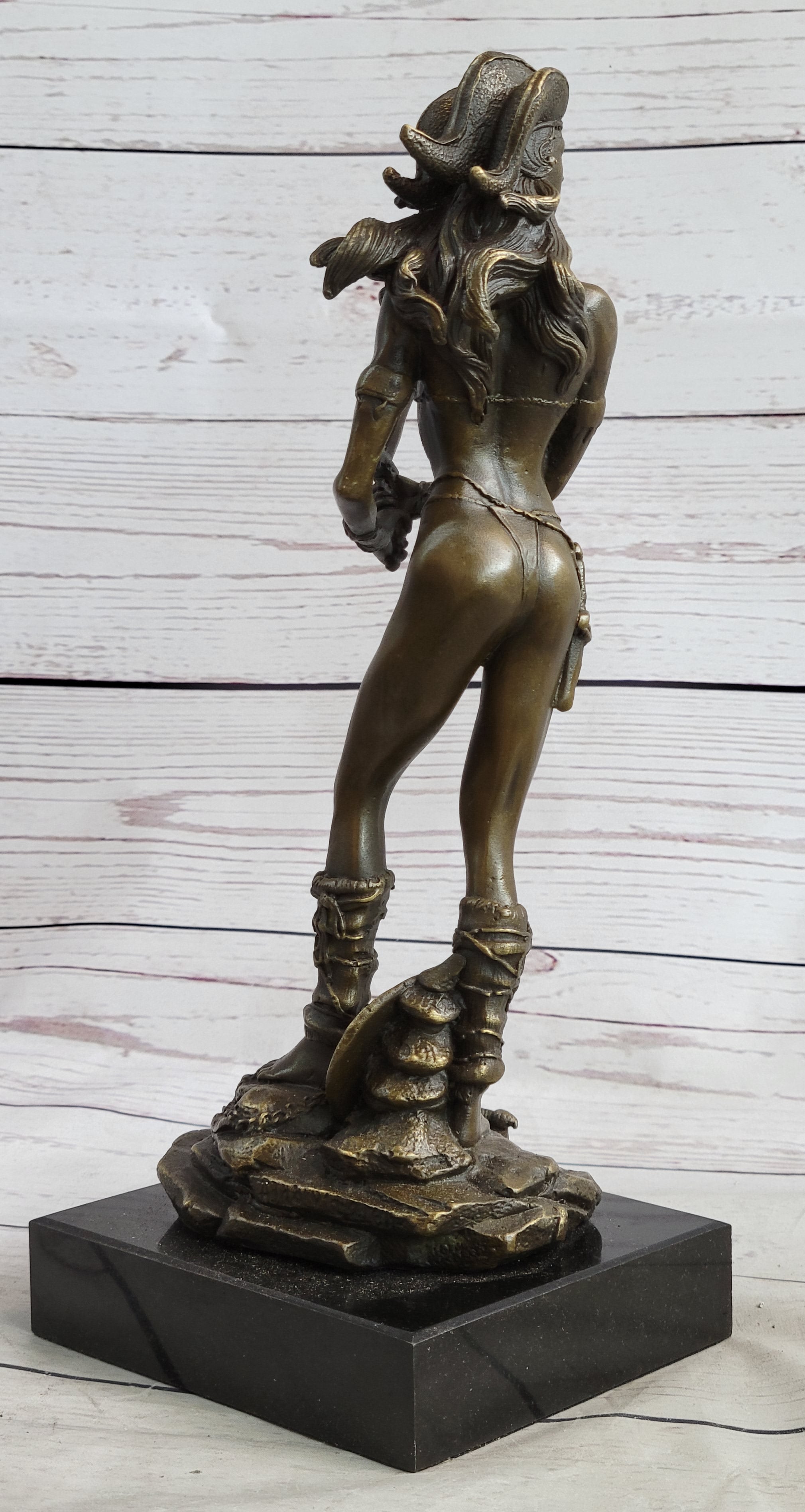 Vitaleh Bronze Sculpture Female Amazon Warrior Marble Figure