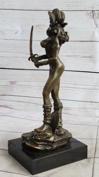 Vitaleh Bronze Sculpture Female Amazon Warrior Marble Figure