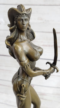 Vitaleh Bronze Sculpture Female Amazon Warrior Marble Figure