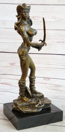 Vitaleh Bronze Sculpture Female Amazon Warrior Marble Figure