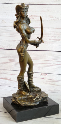 Vitaleh Bronze Sculpture Female Amazon Warrior Marble Figure