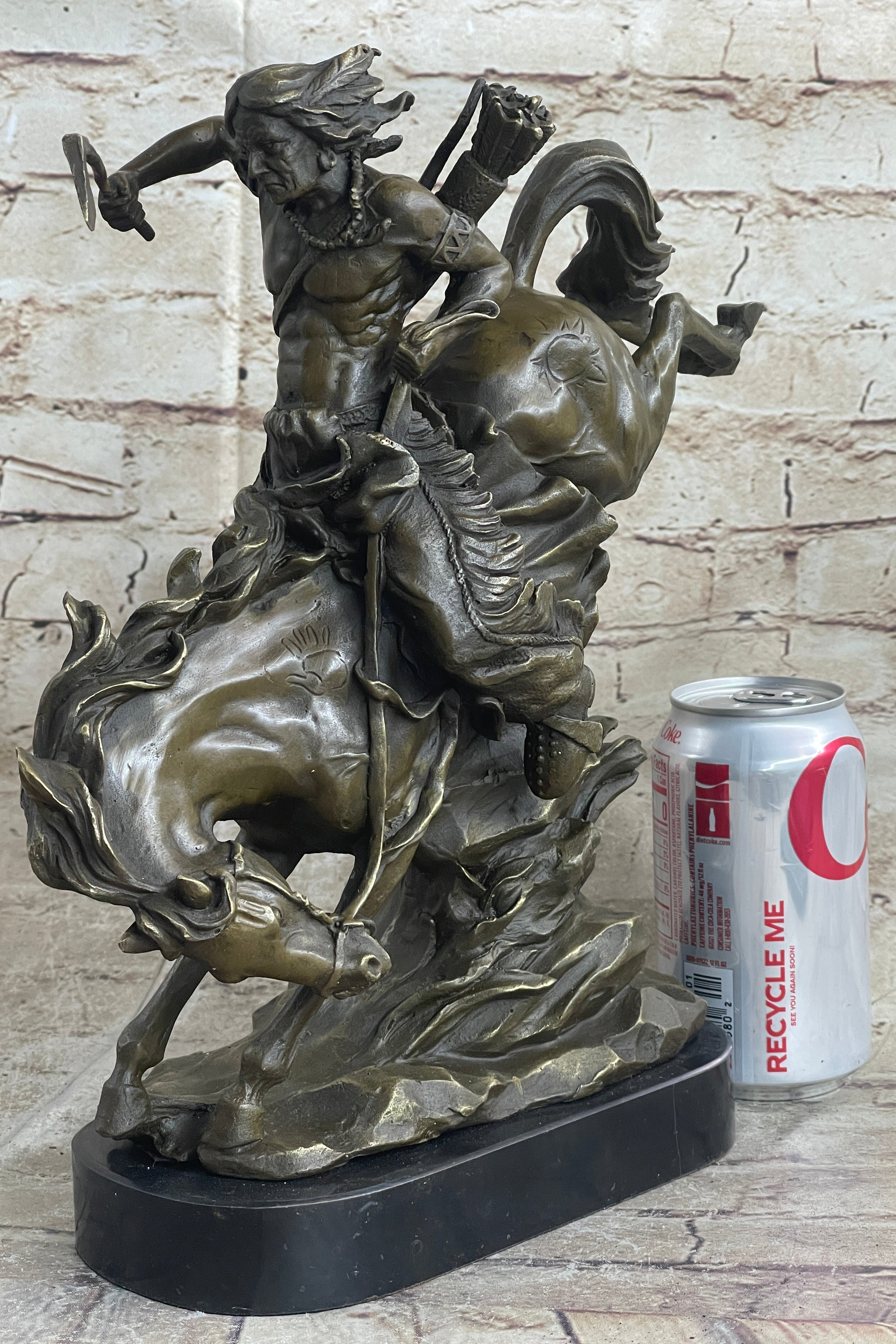 Milo Native American Warrior on Horse Bronze Sculpture