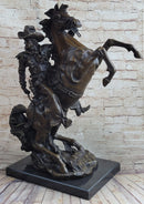 Massive Signed Real Rearing Arabian Horse Bronze Sculpture