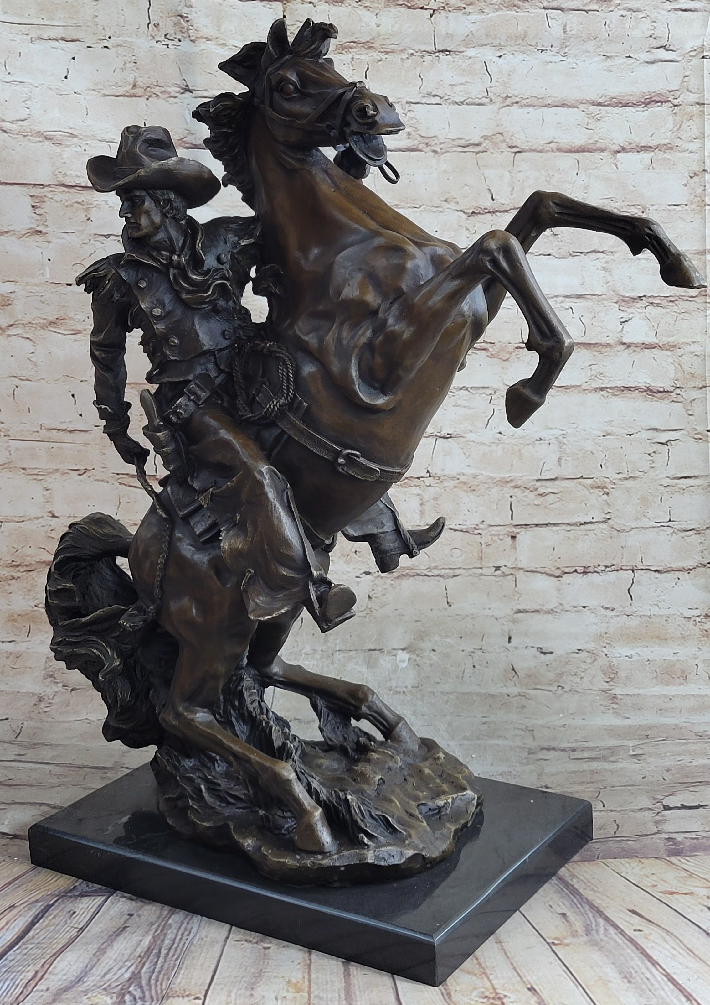 Massive Signed Real Rearing Arabian Horse Bronze Sculpture
