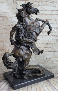 Massive Signed Real Rearing Arabian Horse Bronze Sculpture