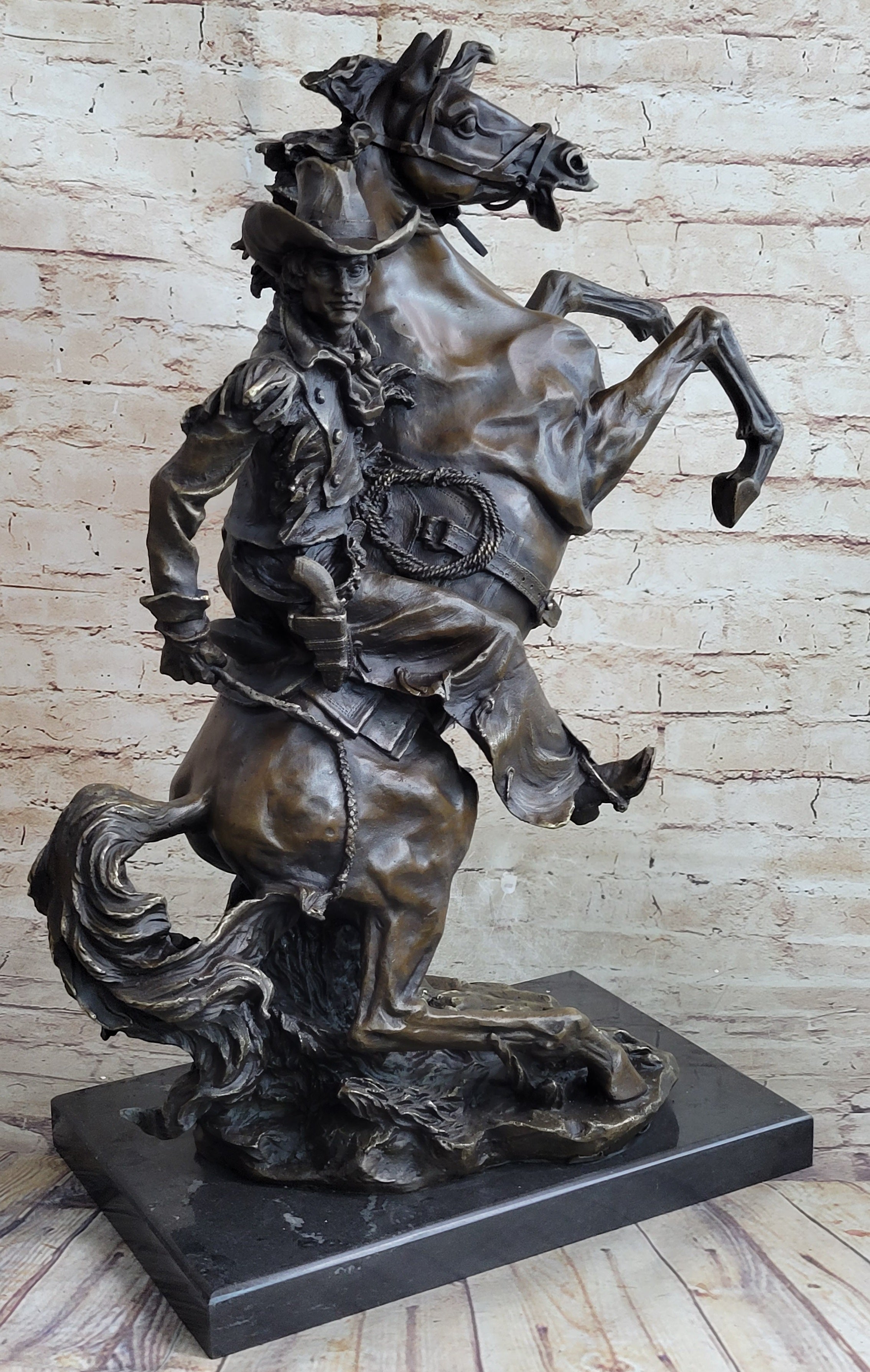 Massive Signed Real Rearing Arabian Horse Bronze Sculpture
