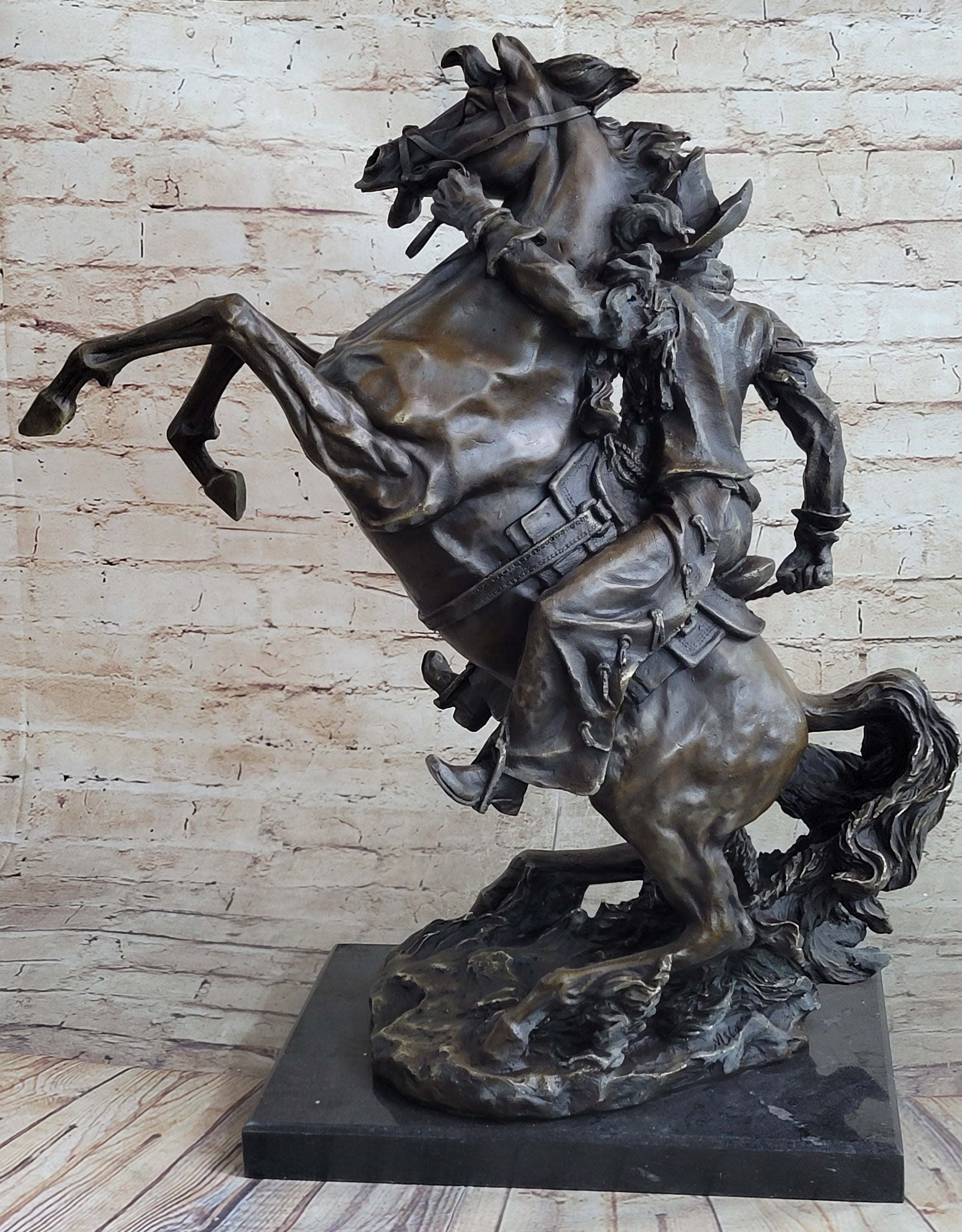 Massive Signed Real Rearing Arabian Horse Bronze Sculpture