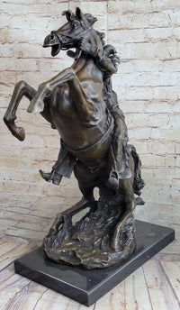 Massive Signed Real Rearing Arabian Horse Bronze Sculpture