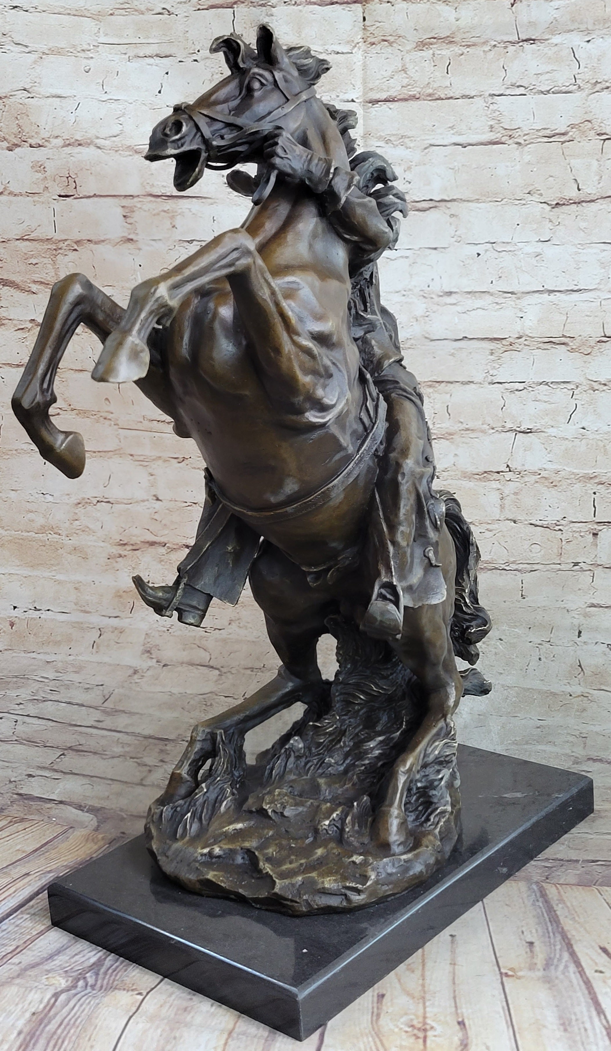 Massive Signed Real Rearing Arabian Horse Bronze Sculpture