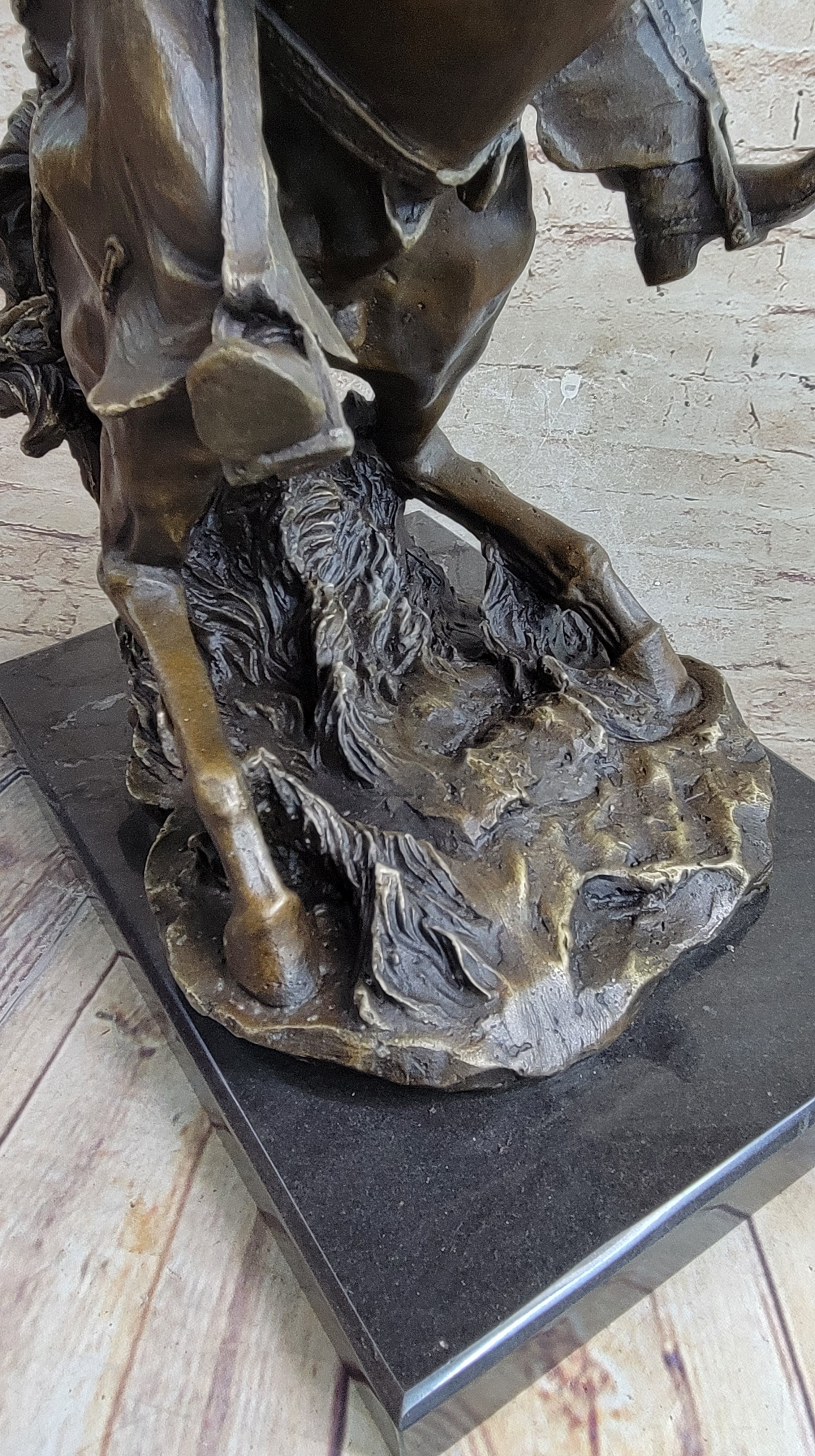 Massive Signed Real Rearing Arabian Horse Bronze Sculpture