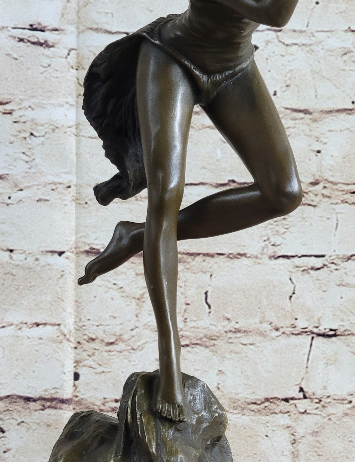 Vitaleh Sexy Nude Wood Nymph Playing Flute Bronze Sculpture