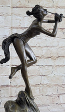 Vitaleh Sexy Nude Wood Nymph Playing Flute Bronze Sculpture