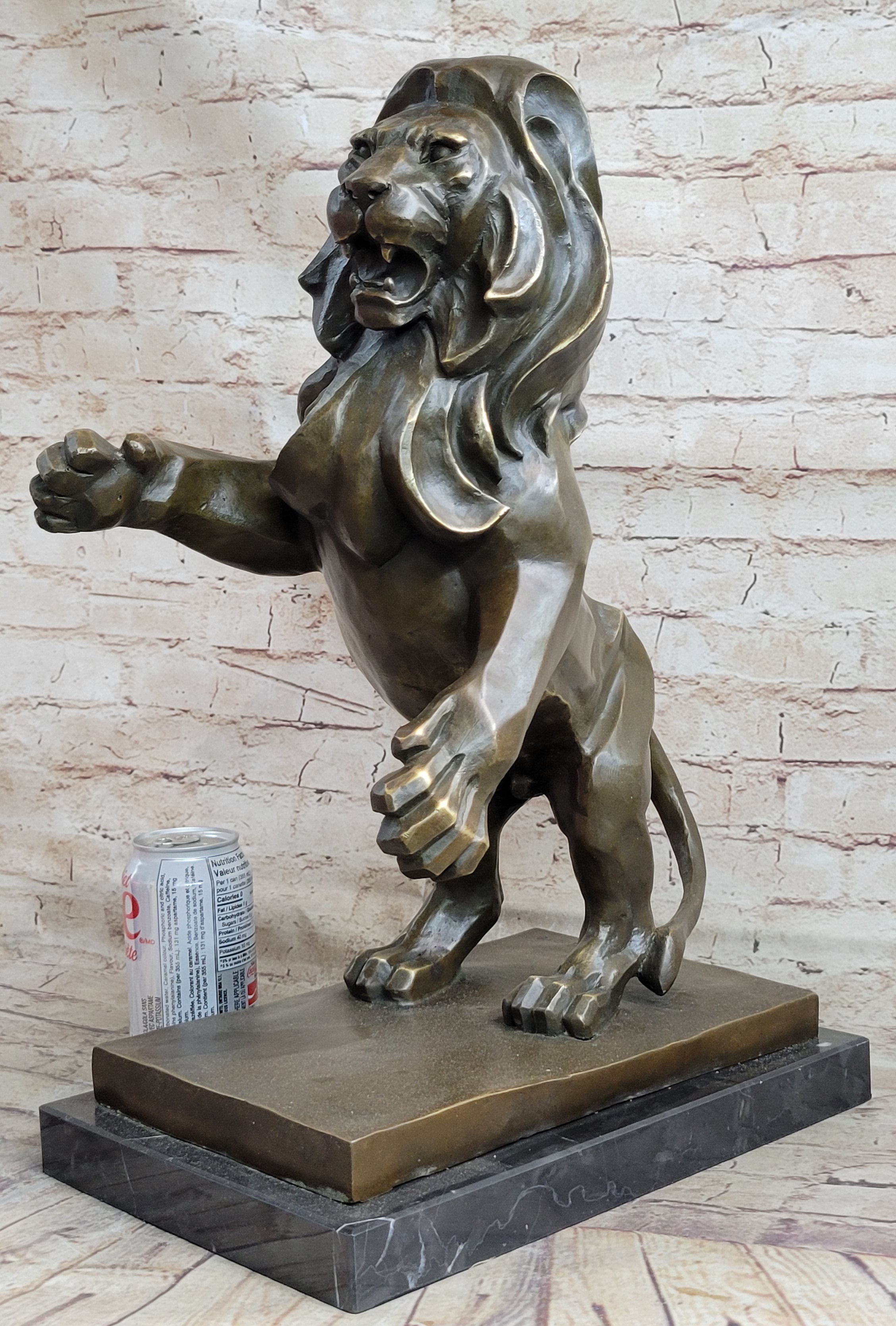 Abstract Guardian Lion Bronze Sculpture Cubism Henry Moore 17" x 12"