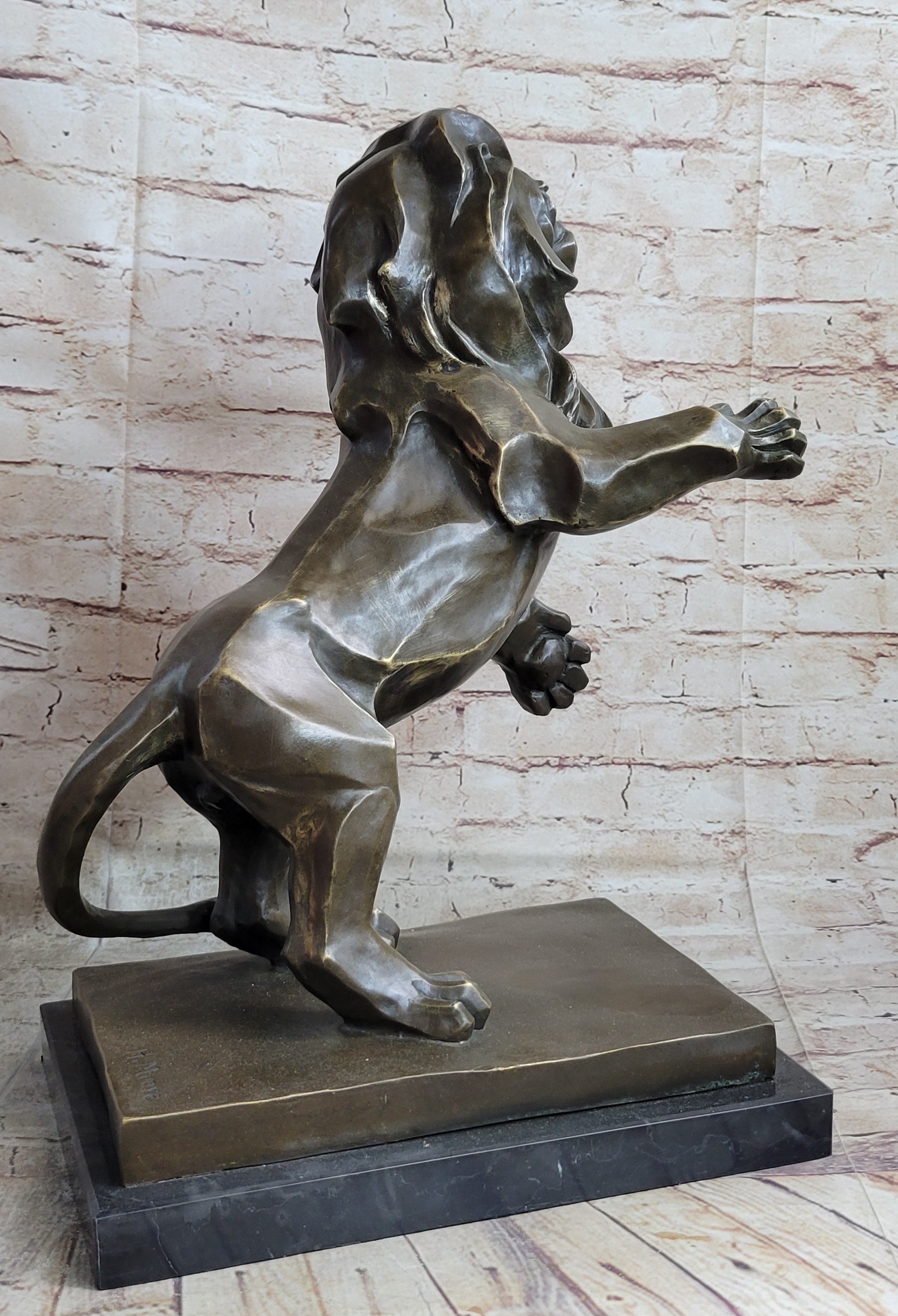 Abstract Guardian Lion Bronze Sculpture Cubism Henry Moore 17" x 12"
