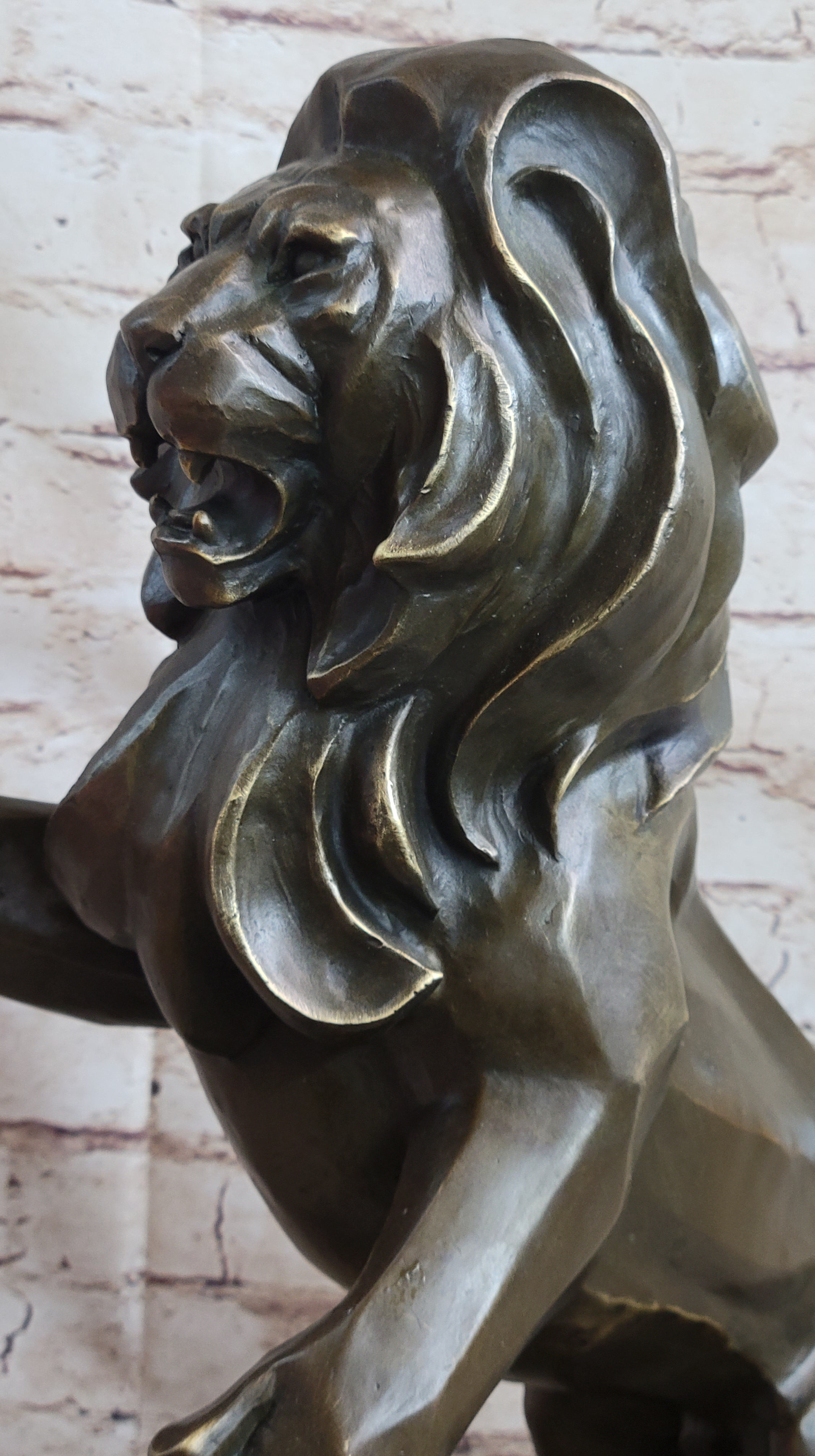 Abstract Guardian Lion Bronze Sculpture Cubism Henry Moore 17" x 12"