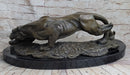 Waking Panther Mountain Lion Puma Bronze Sculpture on Marble Base