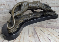 Waking Panther Mountain Lion Puma Bronze Sculpture on Marble Base