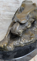 Waking Panther Mountain Lion Puma Bronze Sculpture on Marble Base