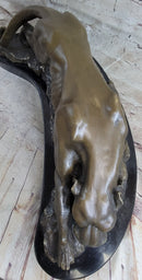 Waking Panther Mountain Lion Puma Bronze Sculpture on Marble Base