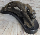 Waking Panther Mountain Lion Puma Bronze Sculpture on Marble Base