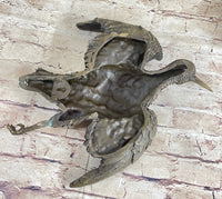 Vintage Cast Bronze Wall Hanging Eagle Sculpture