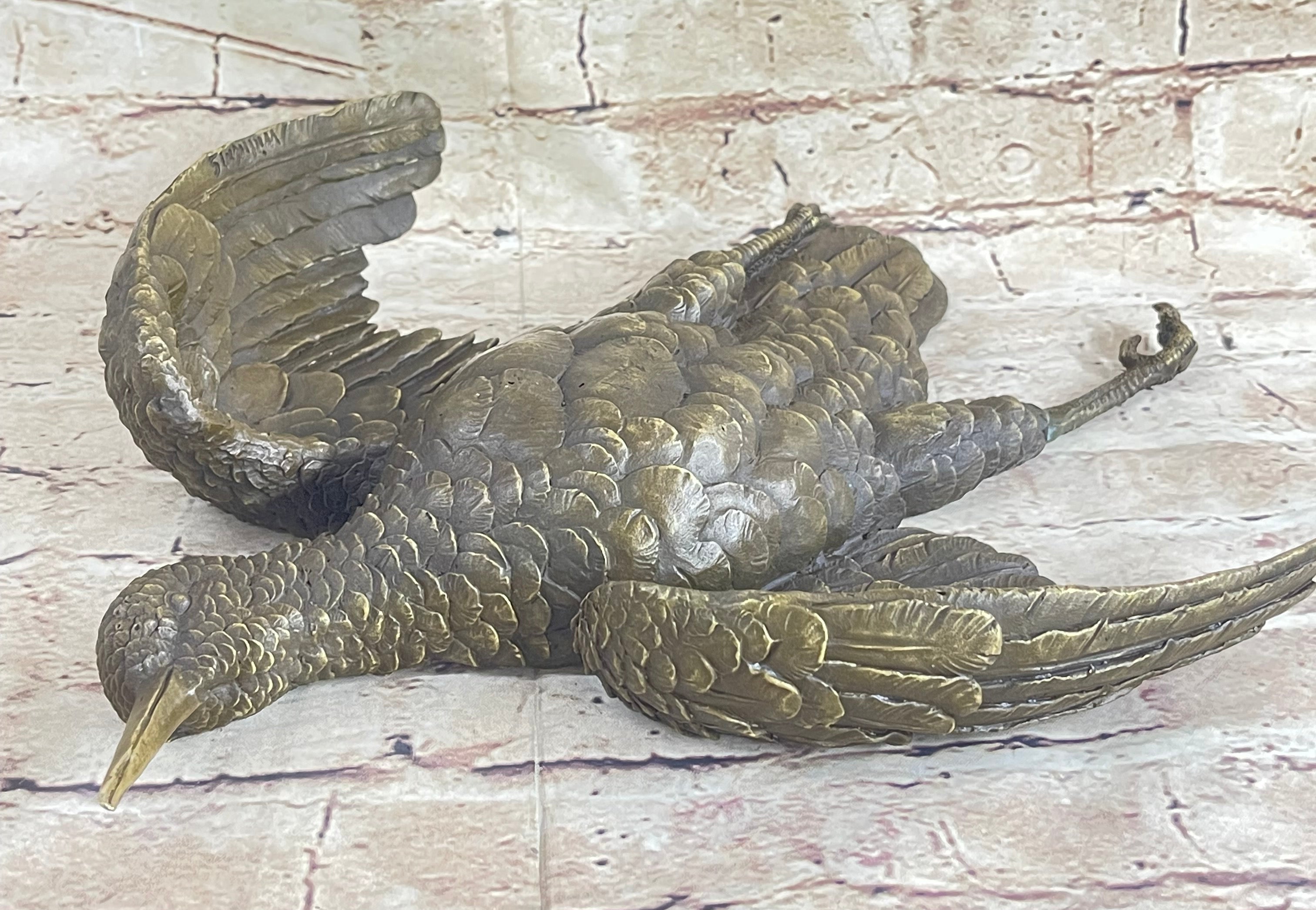 Vintage Cast Bronze Wall Hanging Eagle Sculpture