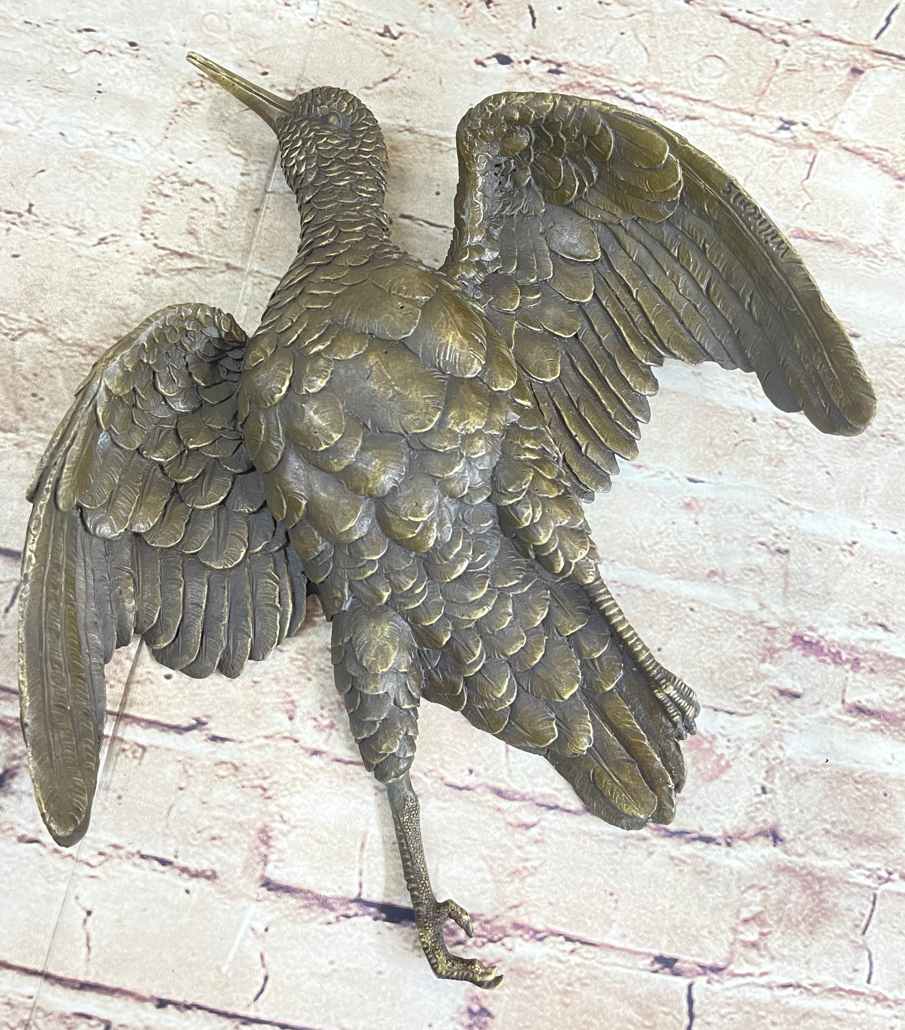 Vintage Cast Bronze Wall Hanging Eagle Sculpture