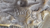 Working Draft Horse Bronze Sculpture Signed Art on Marble Base