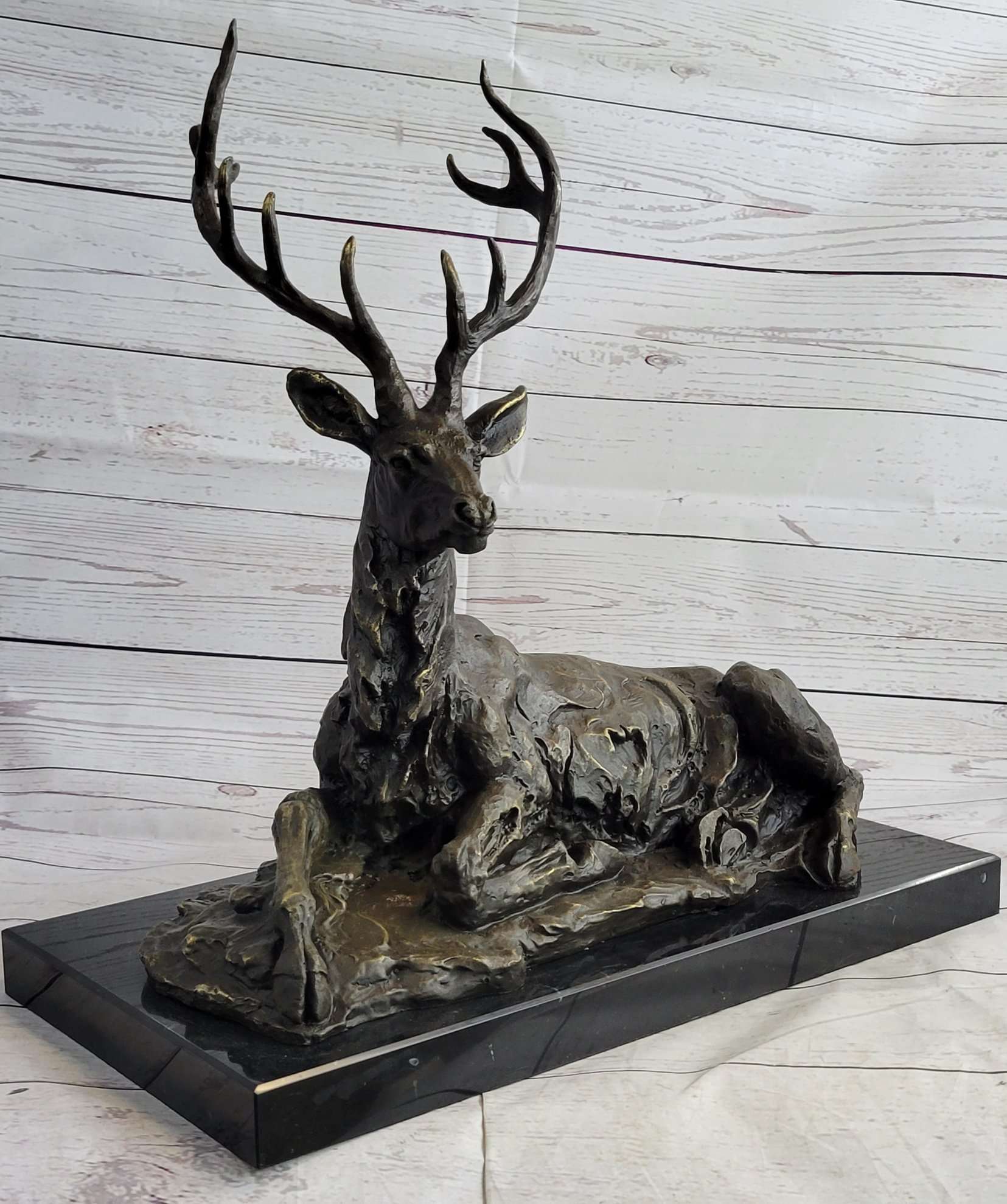Stag Elk Deer Buck Hunter Bronze Marble Sportsman Art