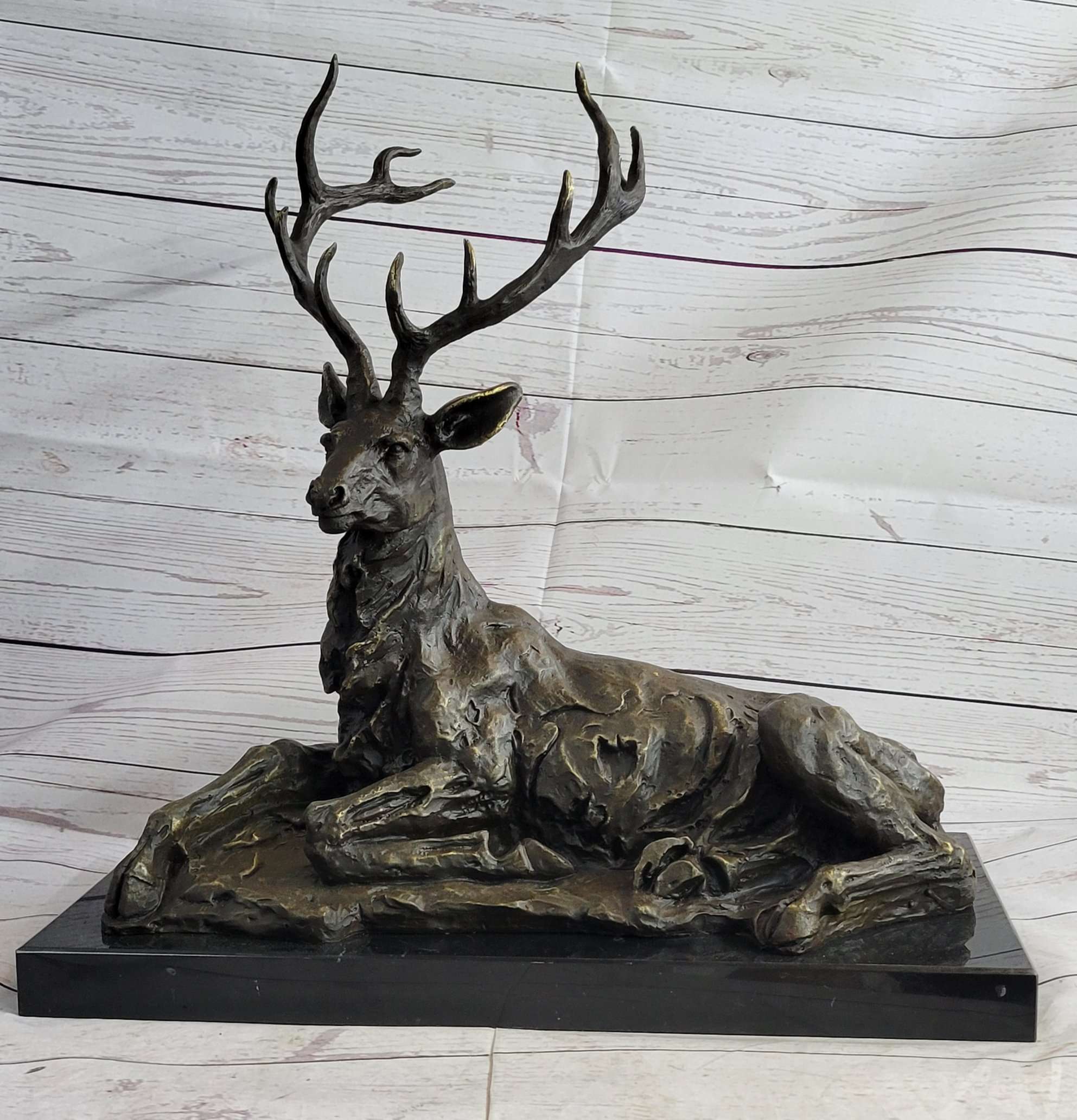 Stag Elk Deer Buck Hunter Bronze Marble Sportsman Art
