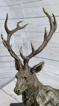 Stag Elk Deer Buck Hunter Bronze Marble Sportsman Art