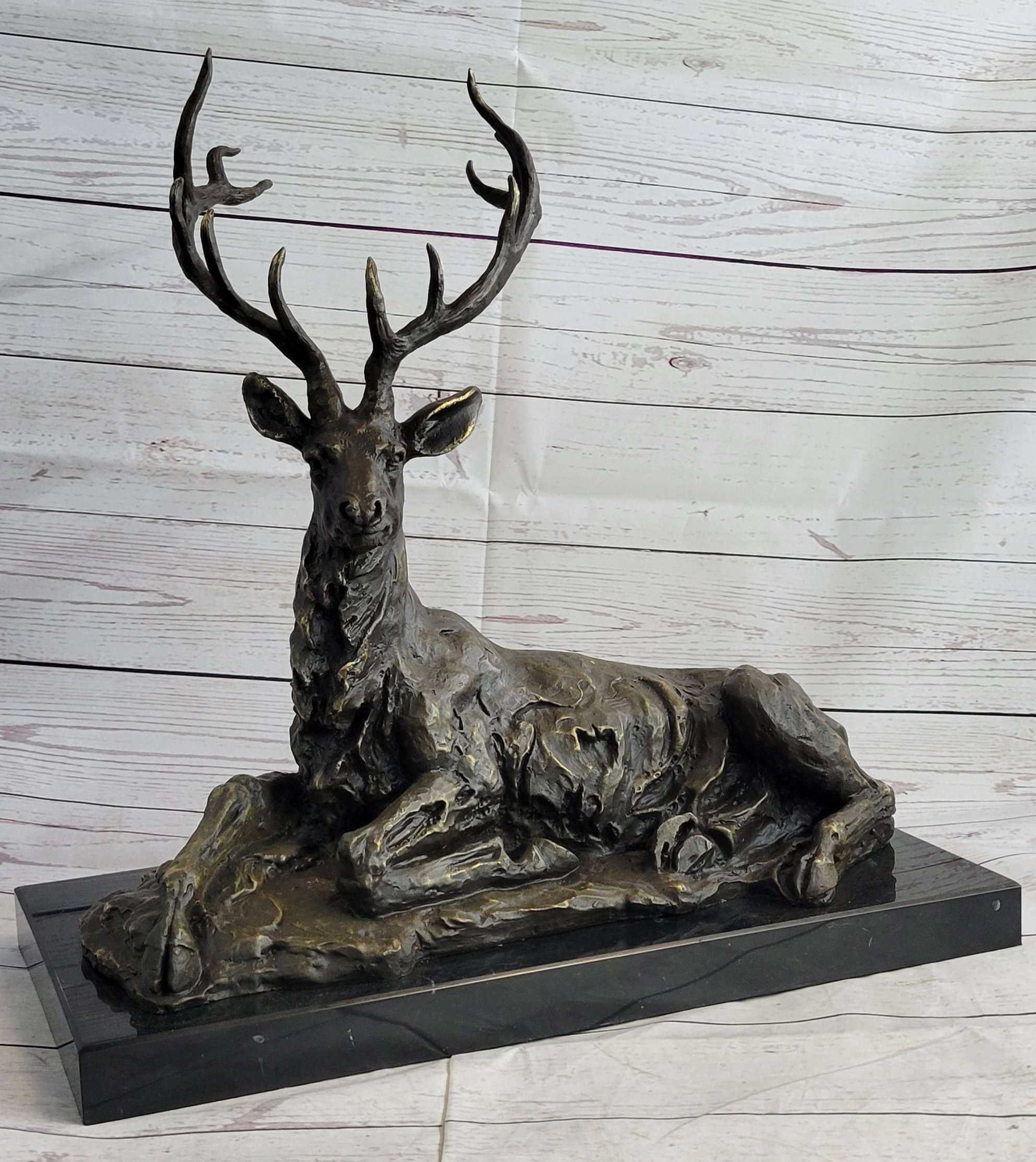 Stag Elk Deer Buck Hunter Bronze Marble Sportsman Art