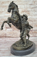 Bronze Cowboy Taming Rearing Horse – Western Art