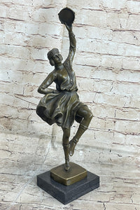 Bruno Zach Russian Tambourine Dancer Bronze Sculpture