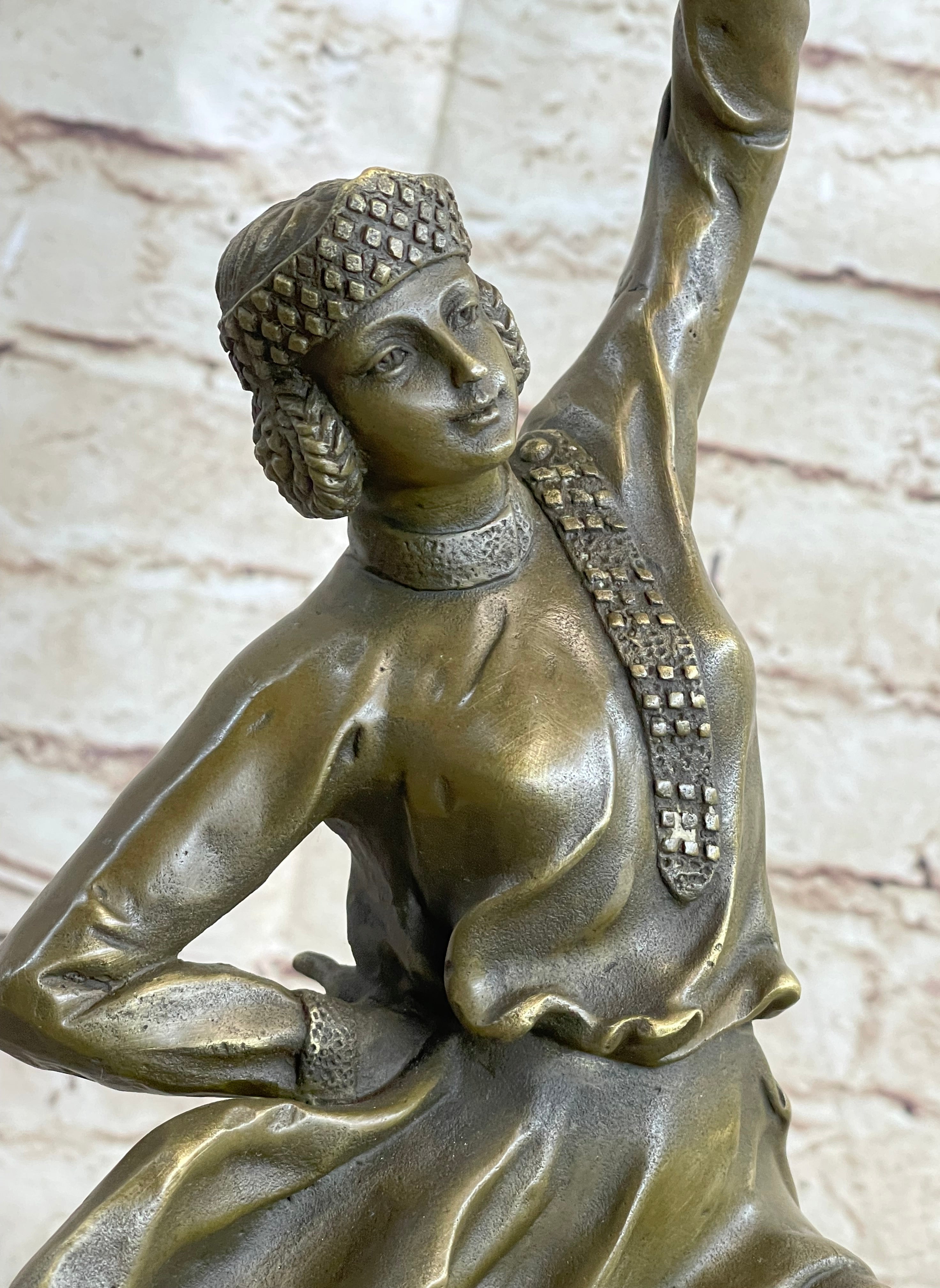 Bruno Zach Russian Tambourine Dancer Bronze Sculpture