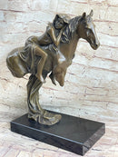 Young Woman on Horseback - Surreal Abstract Bronze Sculpture