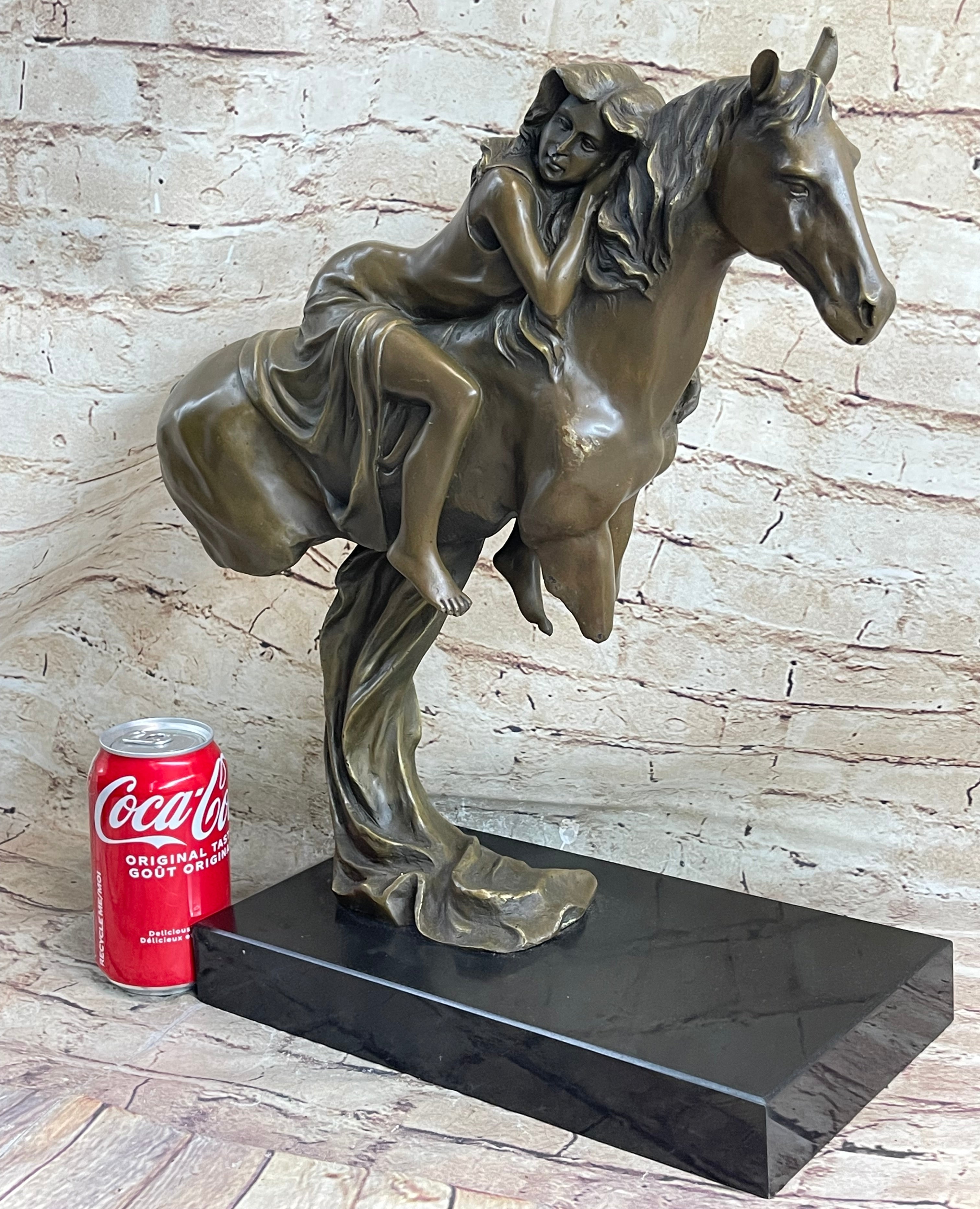 Young Woman on Horseback - Surreal Abstract Bronze Sculpture