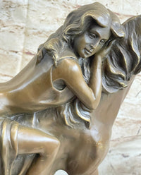 Young Woman on Horseback - Surreal Abstract Bronze Sculpture