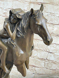 Young Woman on Horseback - Surreal Abstract Bronze Sculpture