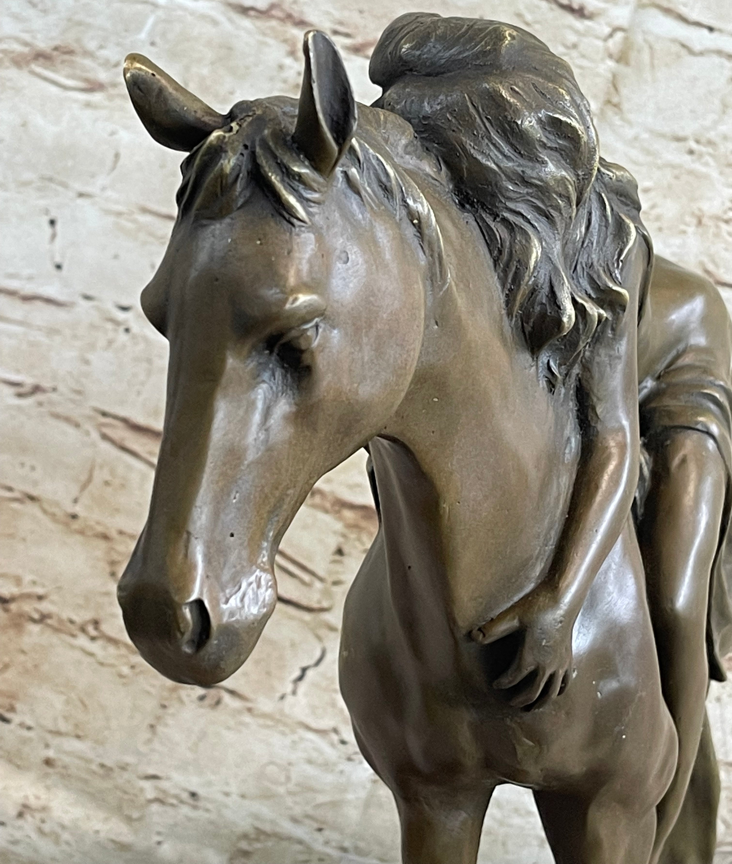 Young Woman on Horseback - Surreal Abstract Bronze Sculpture