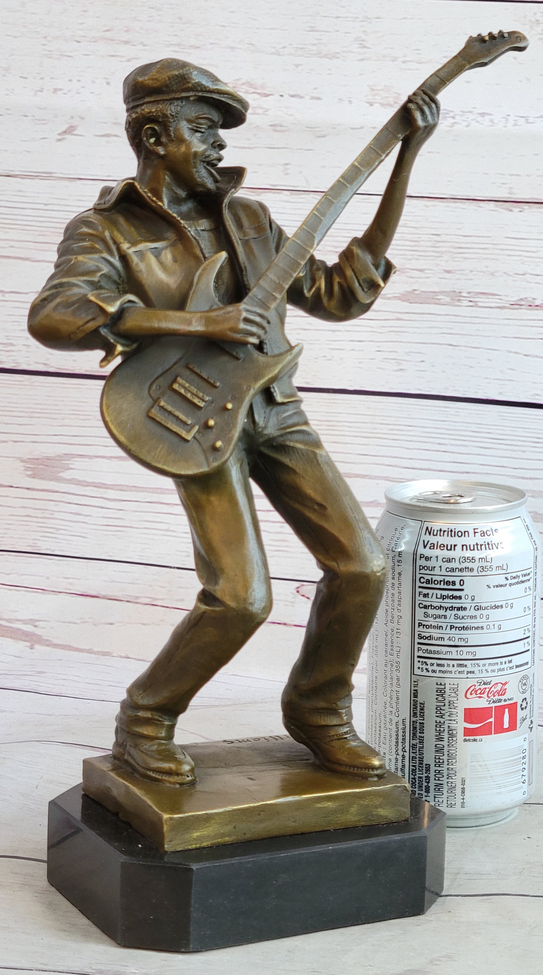 African American Bassist Bronze Sculpture Art
