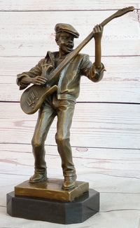 African American Bassist Bronze Sculpture Art