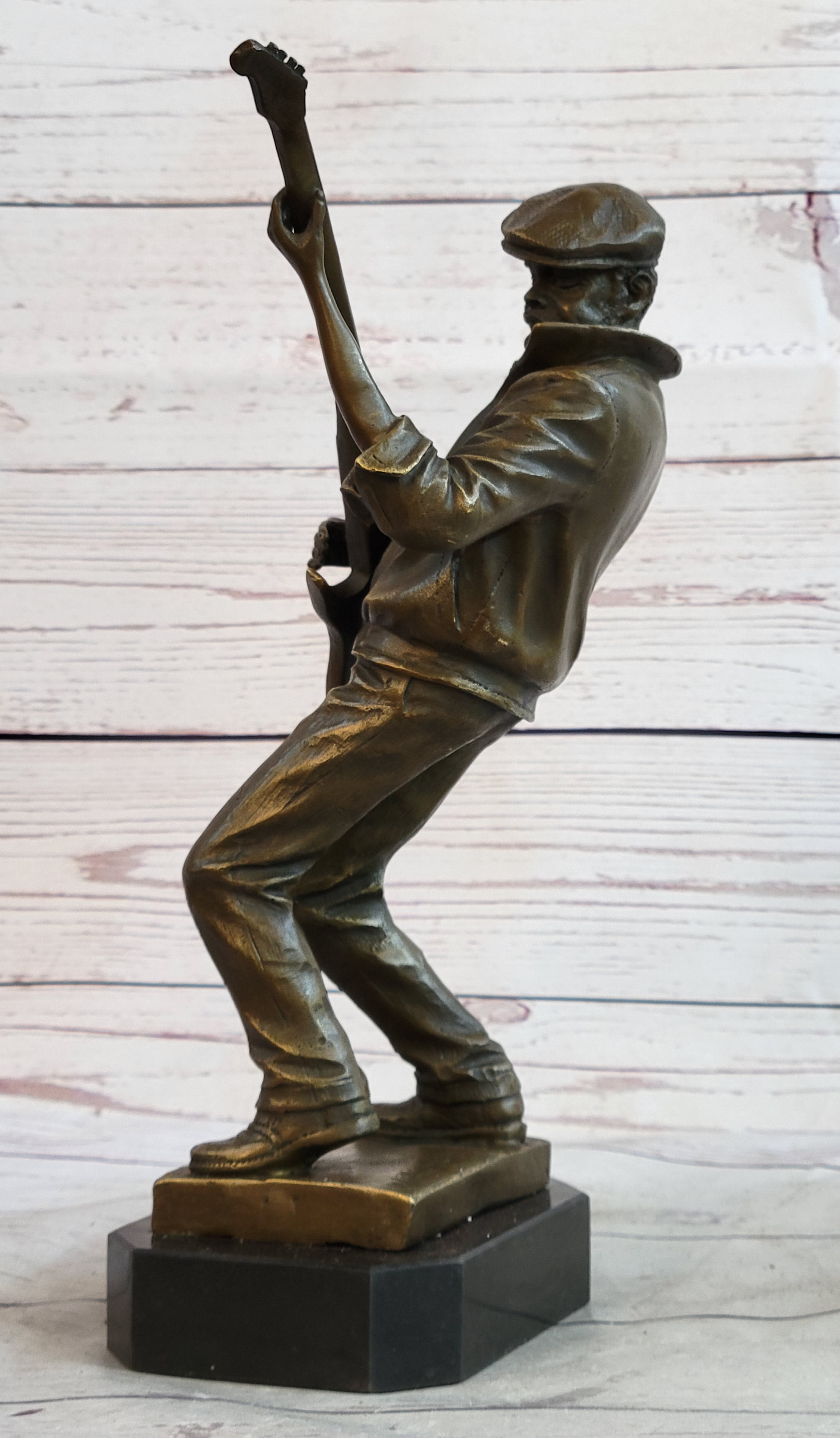 African American Bassist Bronze Sculpture Art