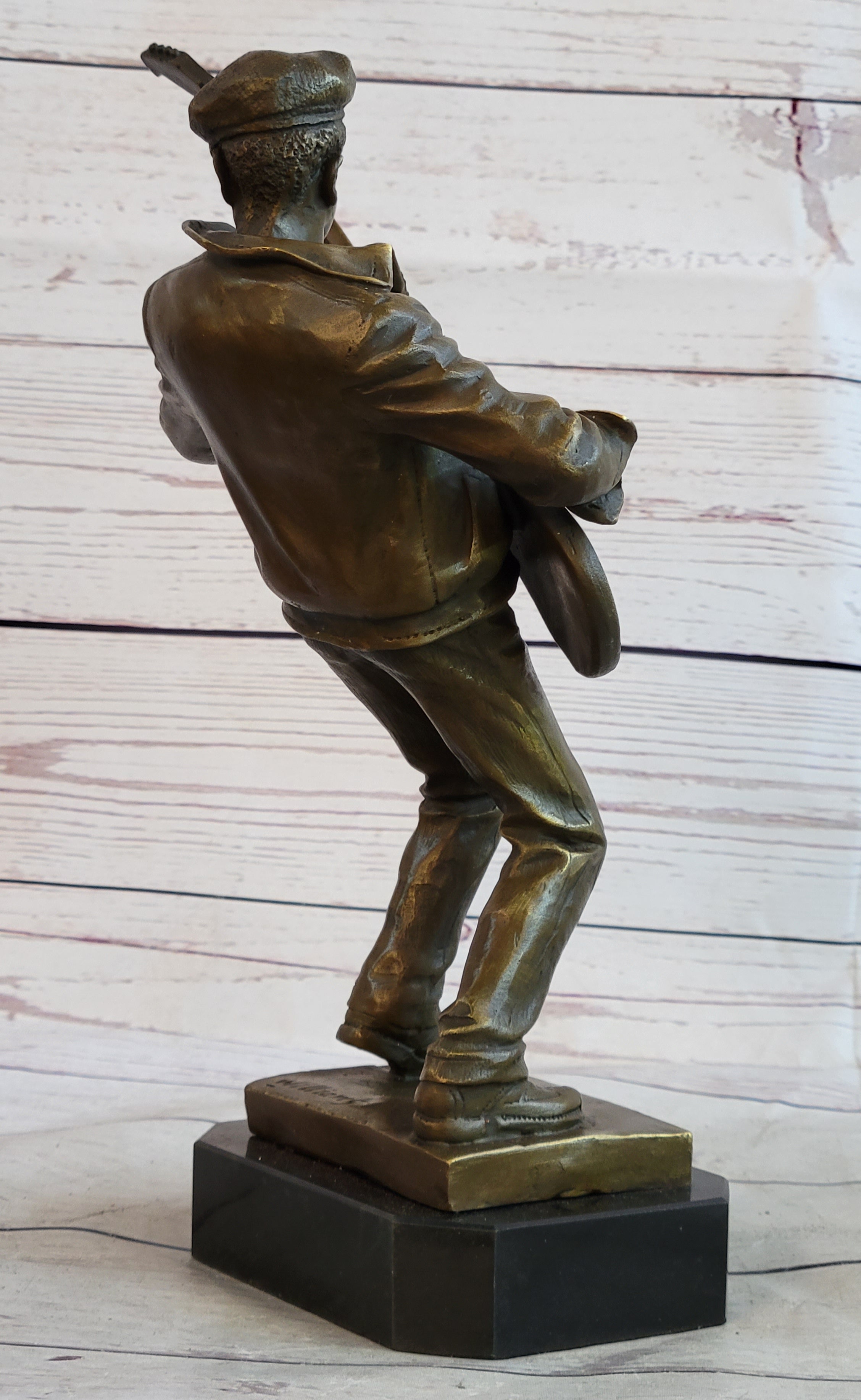 African American Bassist Bronze Sculpture Art