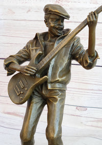 African American Bassist Bronze Sculpture Art