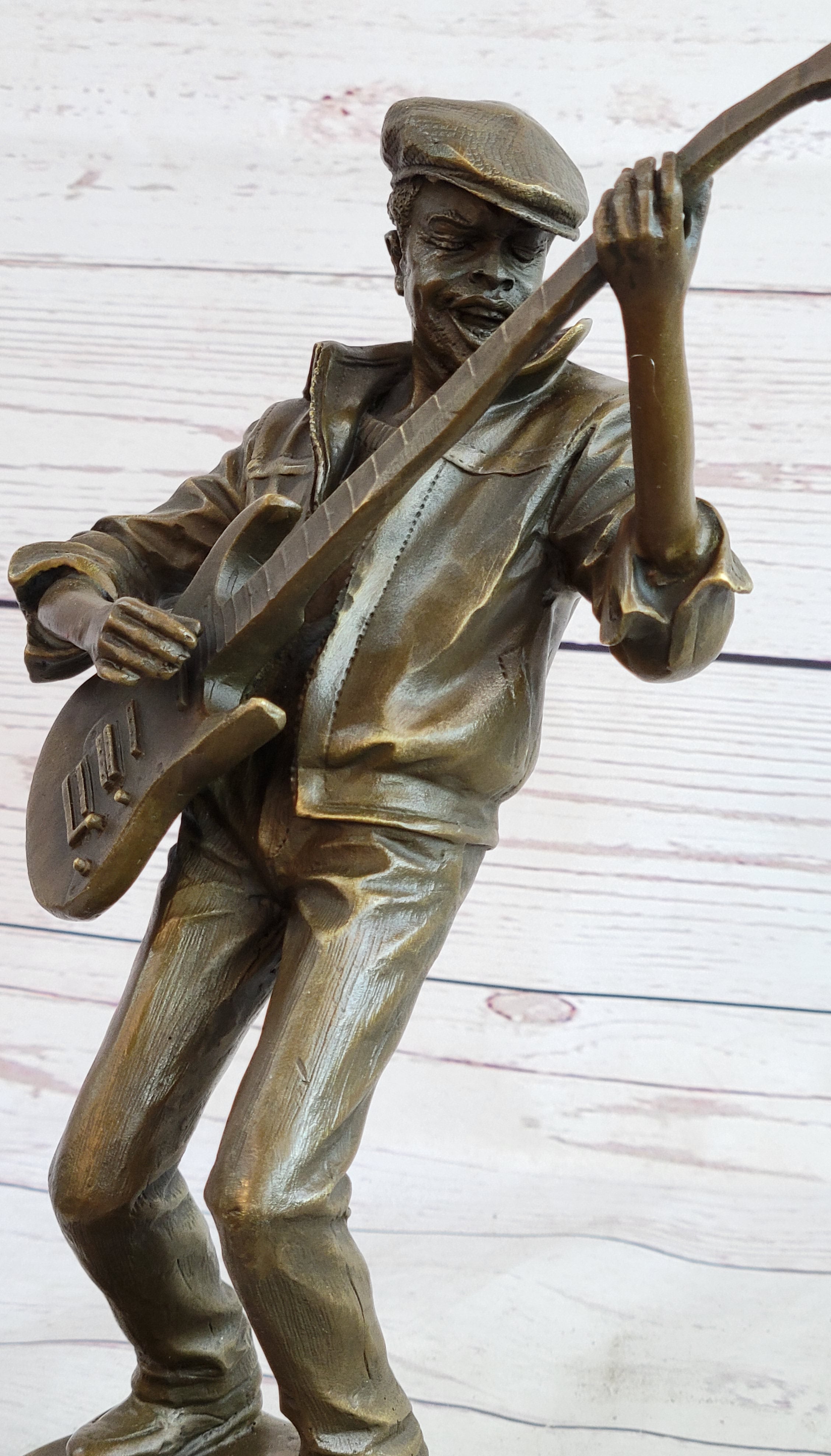 African American Bassist Bronze Sculpture Art