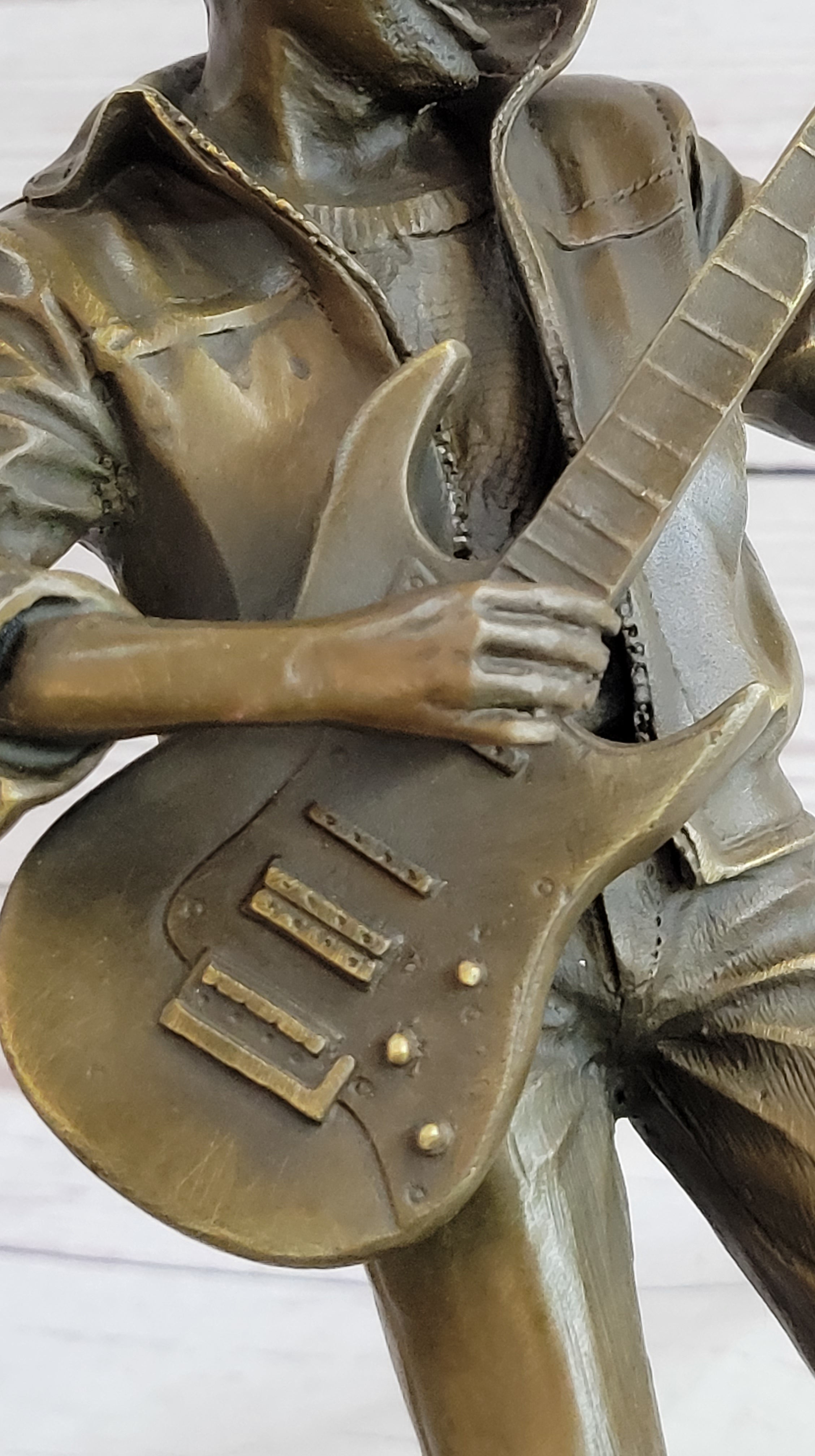 African American Bassist Bronze Sculpture Art