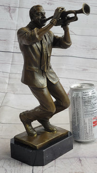African American Jazz Trumpet Player Bronze Sculpture