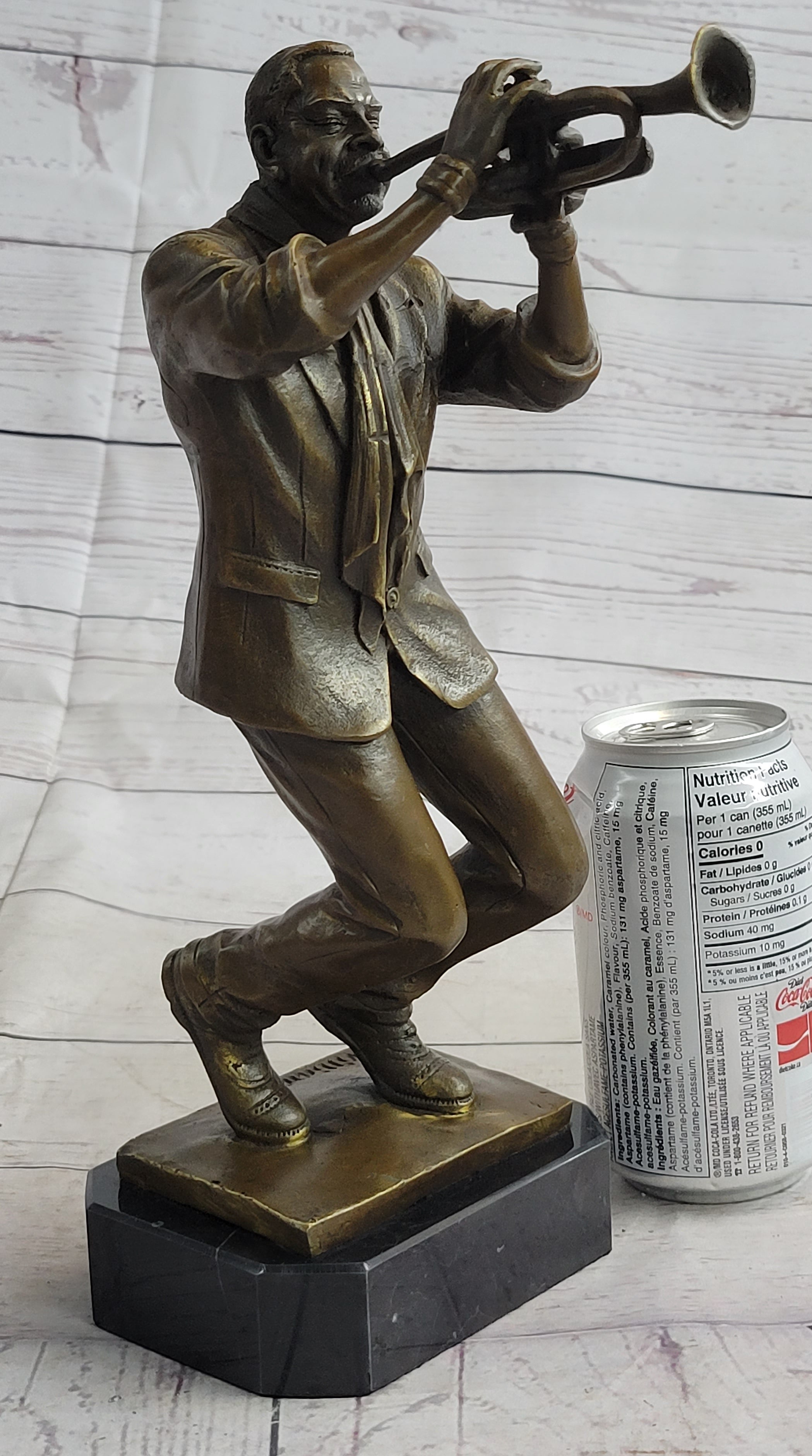 African American Jazz Trumpet Player Bronze Sculpture