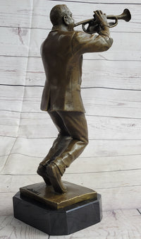 African American Jazz Trumpet Player Bronze Sculpture